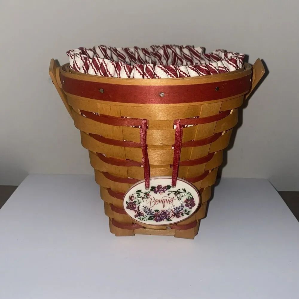 Longaberger 1996 Sweetheart Bouquet Basket Combo Protector Liner & Tie-On - Picture 3 of 9
